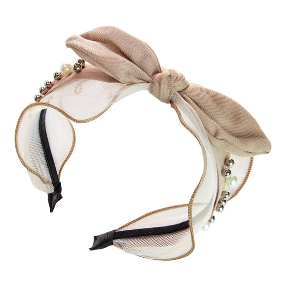 New Scunci Ivory Headband with Gold Mesh Overlay